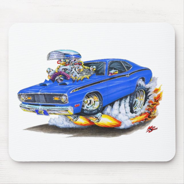 1970-74 Plymouth Duster Blue Car Mouse Pad (Front)