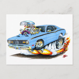1970-74 Plymouth Duster Lt Blue Car Postcard