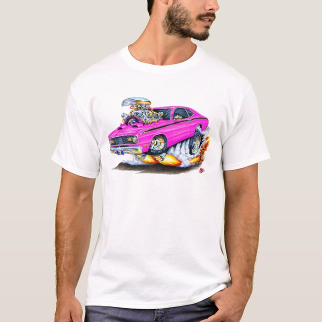 1970-74 Plymouth Duster Pink Car T-Shirt (Front)