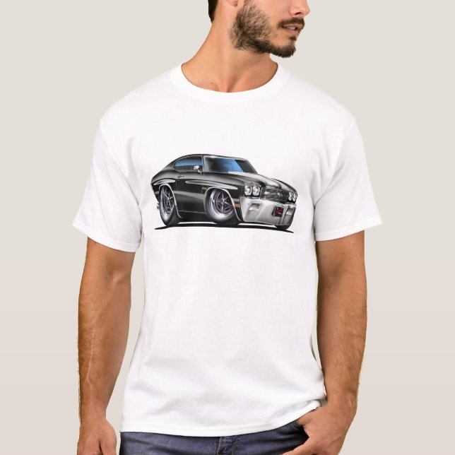 1970 Chevelle Black-White Car T-Shirt (Front)