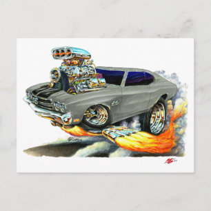 1970 Chevelle Grey-Black Car Postcard