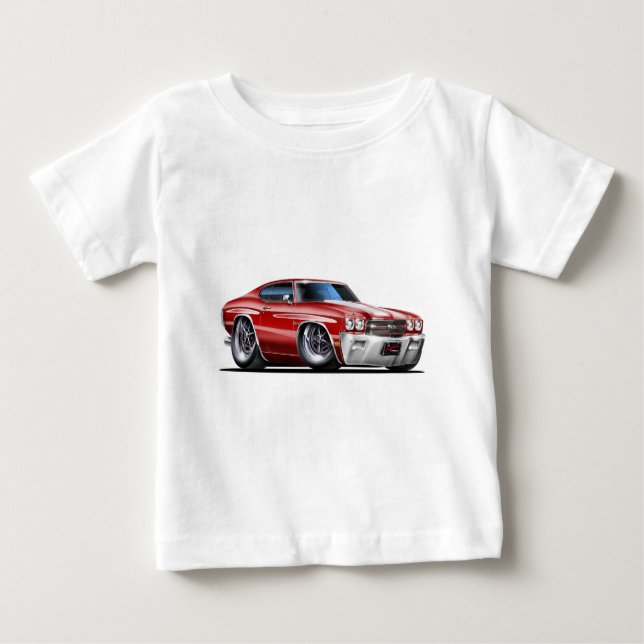 1970 Chevelle Maroon-White Car Baby T-Shirt (Front)