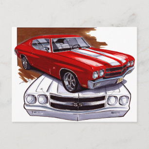 1970 Chevelle Red-White Car Postcard