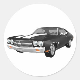 1970 Chevelle SS: Black Finish: Classic Round Sticker