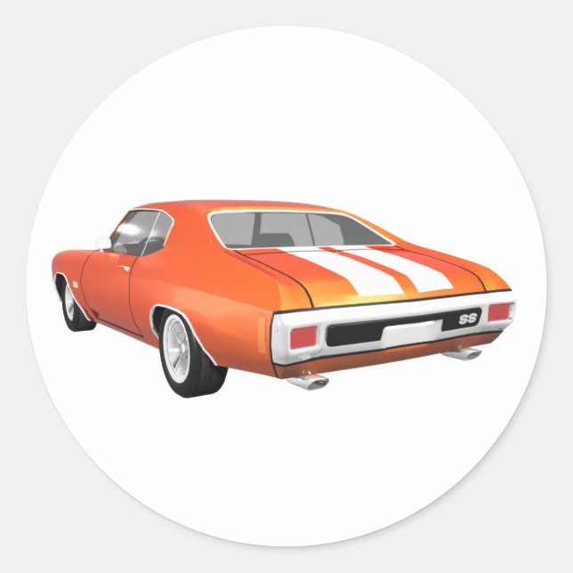 1970 Chevelle SS: Orange Finish: Classic Round Sticker (Front)