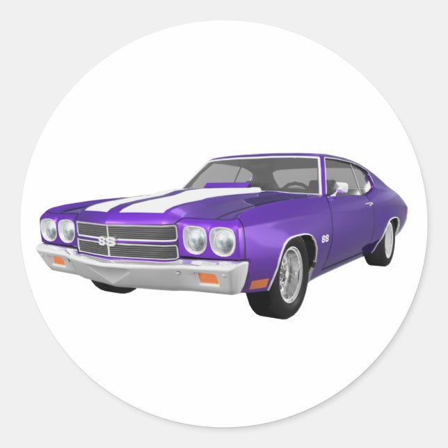 1970 Chevelle SS: Purple Finish: Classic Round Sticker (Front)