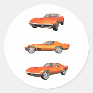 1970 Corvette: Orange Finish Classic Round Sticker