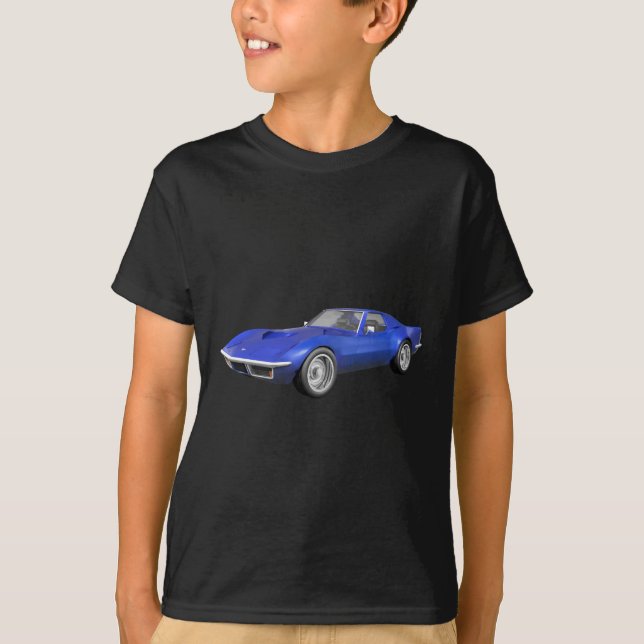 1970 Corvette Sports Car: Blue Finish T-Shirt (Front)