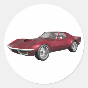 1970 Corvette Sports Car: Candy Apple Finish: Classic Round Sticker