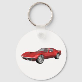 1970 Corvette Sports Car: Red Finish Key Ring