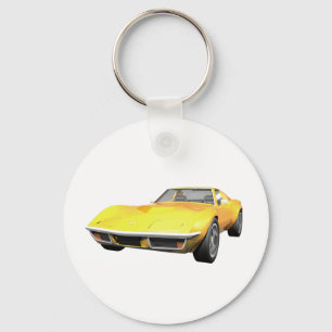 1970 Corvette Sports Car: Yellow Finish Key Ring