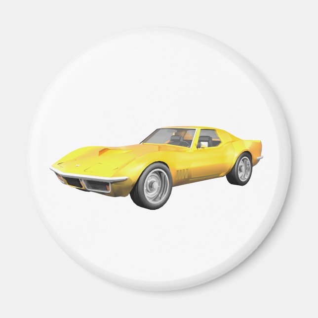 1970 Corvette Sports Car: Yellow Finish Magnet (Front)