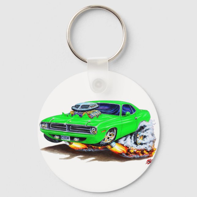1970 Cuda Green Car Key Ring (Front)