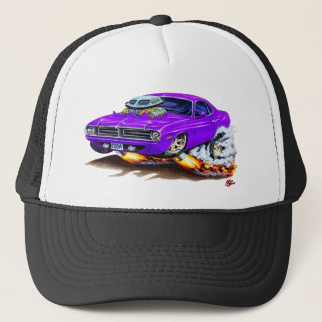 1970 Cuda Purple Car Trucker Hat (Front)