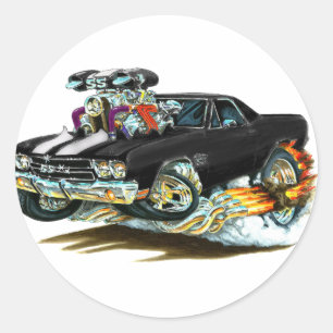 1970 El Camino Black-White Truck Classic Round Sticker