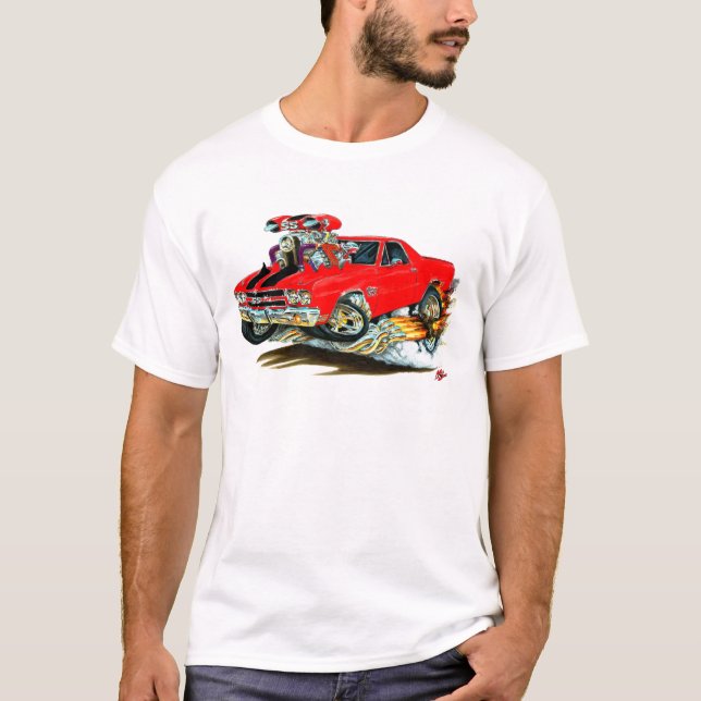 1970 El Camino Red-Black Truck T-Shirt (Front)
