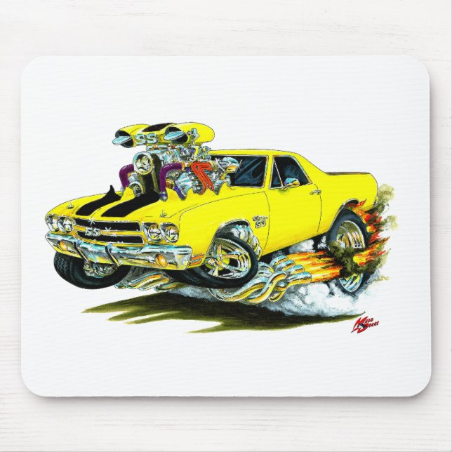 1970 El Camino Yellow-Black Truck Mouse Pad (Front)