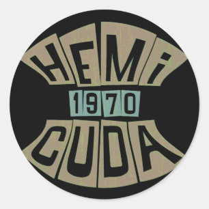 1970 HEMI CUDA CLASSIC ROUND STICKER