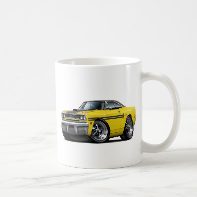 1970 Plymouth GTX Yellow-Black Top Car Coffee Mug (Right)