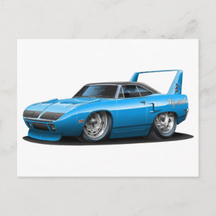 1970 Plymouth Superbird Blue Car Postcard