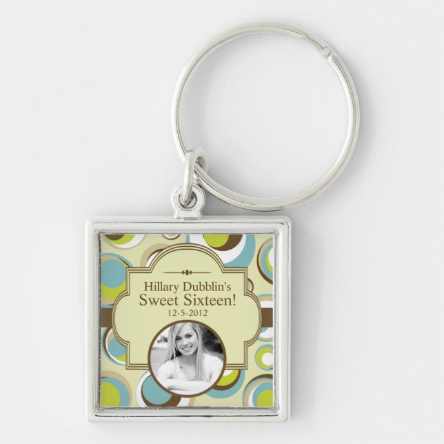 1970 Retro Circle Pattern Fabric Print Key Chain (Front)