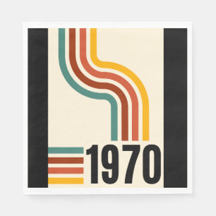 1970 Retro Stripe Vintage Rainbow Poster Style Napkin