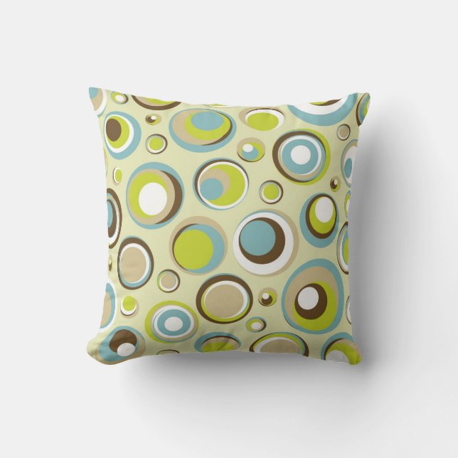 1970’s Retro Circle Pattern Couch Throw Pillow (Front)