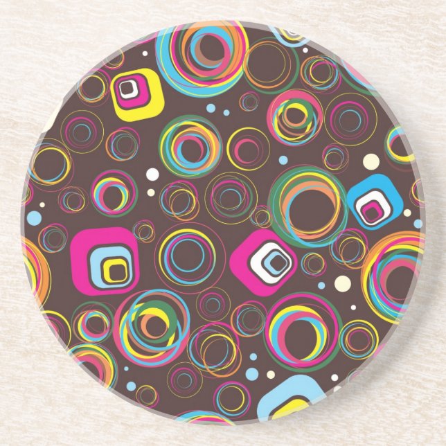 1970’s Retro Circle Square 1950 Groovy Coasters (Front)