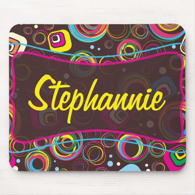 1970’s Retro Circle Square 1950 Groovy Mousepad (Front)