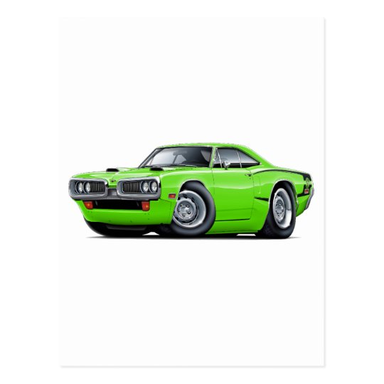 1970 Super Bee Lime-Black C-Stripe Scoop Hood Postcard