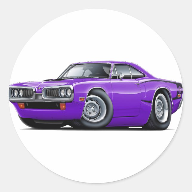 1970 Super Bee Purple-Black C-Stripe Classic Round Sticker (Front)