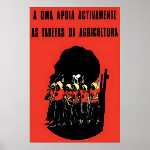 1970s African Propaganda Poster Angola Actively
