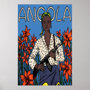 1970s African Propaganda Poster Angola Armed women