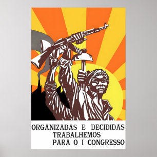1970s African Propaganda Poster Angola Let us work