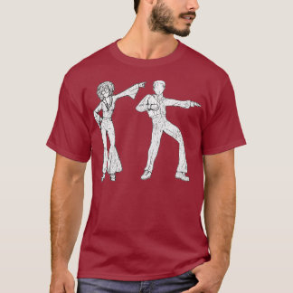 1970s Art Tshirt Disco Dancers Silhouette Retro