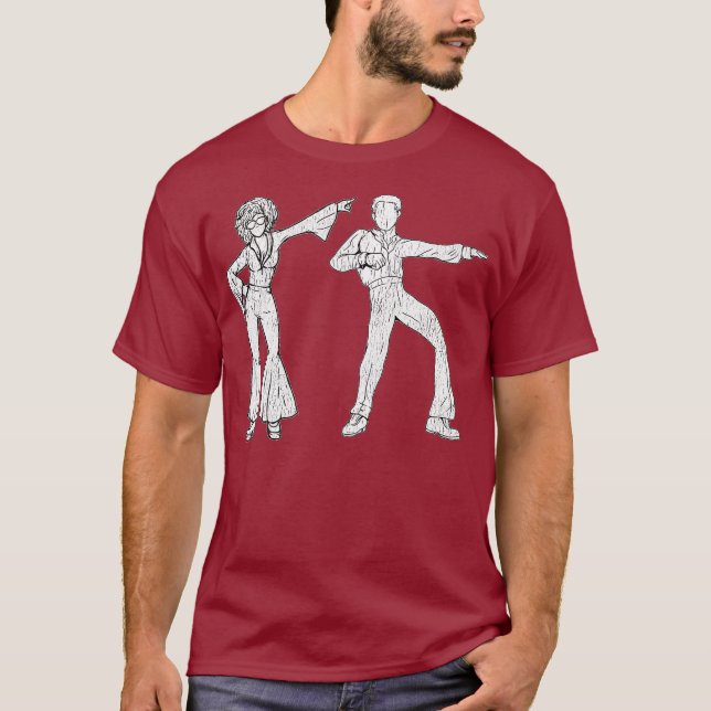1970s Art Tshirt Disco Dancers Silhouette Retro (Front)