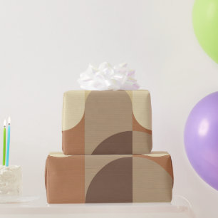 1970's Bauhaus Pattern Brown Earth Tones Wrapping Paper