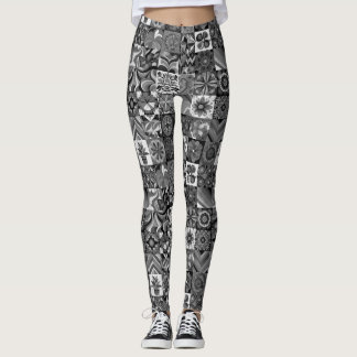 1970s Black+White Pattern Retro Style Custom Tight Leggings