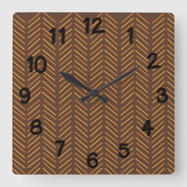 1970s Chevron  Square Wall Clock (Front)