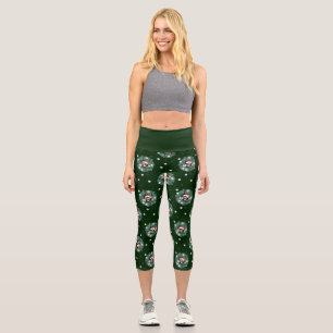 1970s christmas wreath santa alien capri leggings