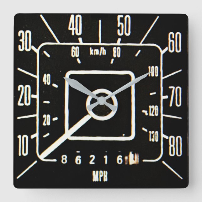 1970s Classic Truck Speedometer Square Wall Clock (Front)