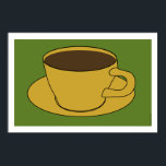 1970's Coffee Cup Pop Art poster<br><div class="desc">Harvest gold and Avocado green, these are the colours that defined the seventies. Hang this poster in your mid-century modern pad then sit back and enjoy a cup of perked coffee. NOTE: This poster was created to be 36x24. To get this size hit the Customise It button and put in...</div>