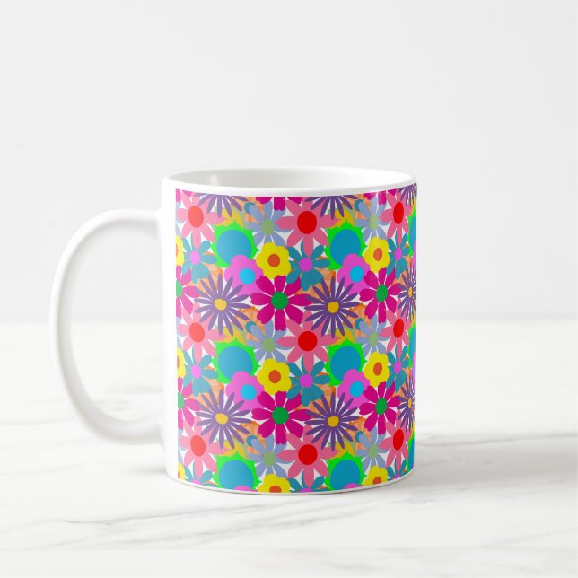 1970s Flower Power Coffee Mug (Left)