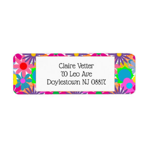 1970s Flower Power Return Address Label