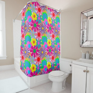 1970s Flower Power Shower Curtain