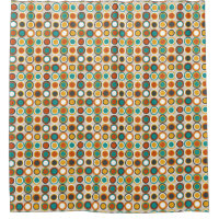 1970s Funky Circles Pattern Orange Brown Teal