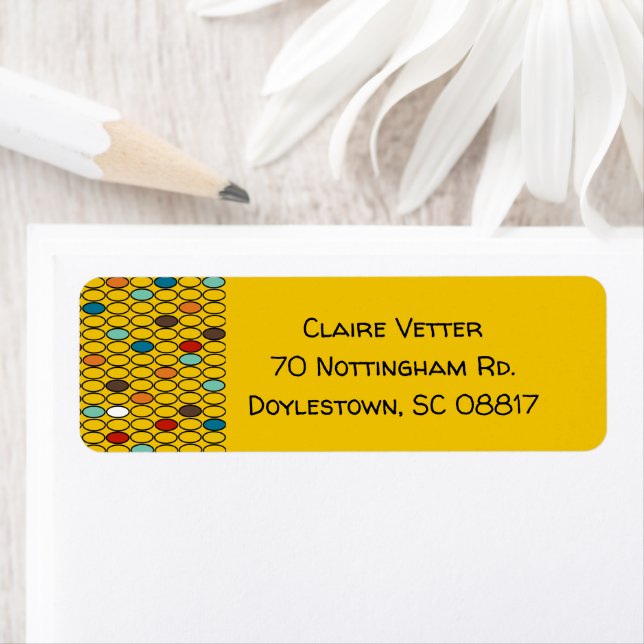 1970s Gold Ovals  Return Address Label (Insitu)