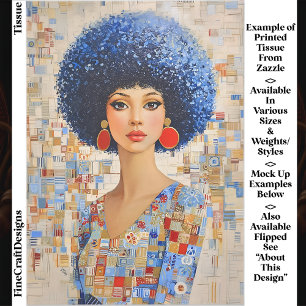 1970s Inspired Afro Hairstyle Woman EC6L Decoupage Tissue Paper