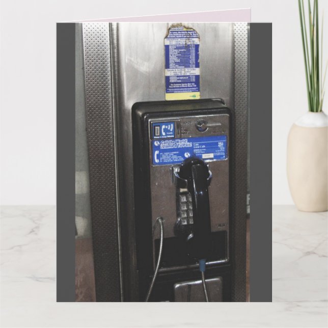 1970's kid PHONE BOOTH BIRTHDAY CARD (Front)