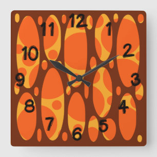 1970s Layered Ovals Square Wall Clock